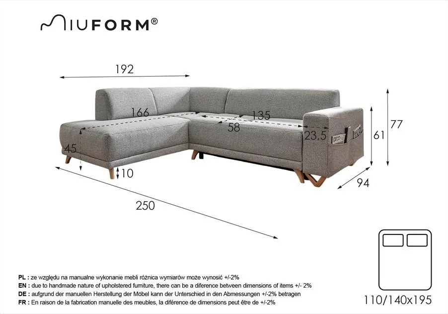 Сив разтегателен/с място за съхранение ъглов диван (ляв ъгъл/L форма) Classy Sophie – Miuform