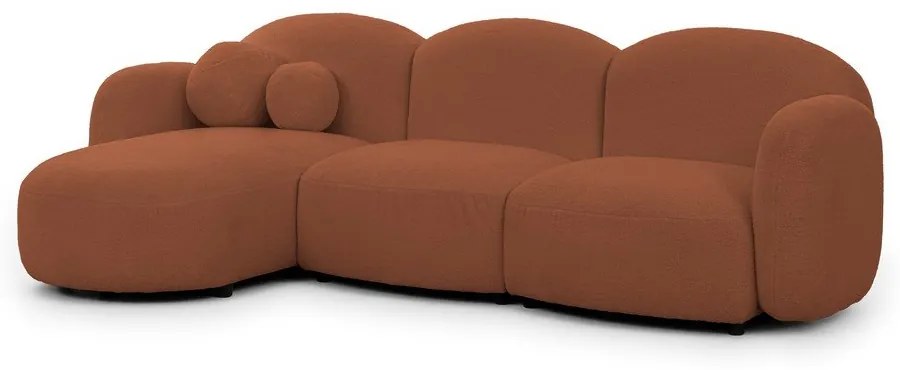 Теракотен ъглов диван от прежда с примки от букле (ляв ъгъл) Orbit – Ropez