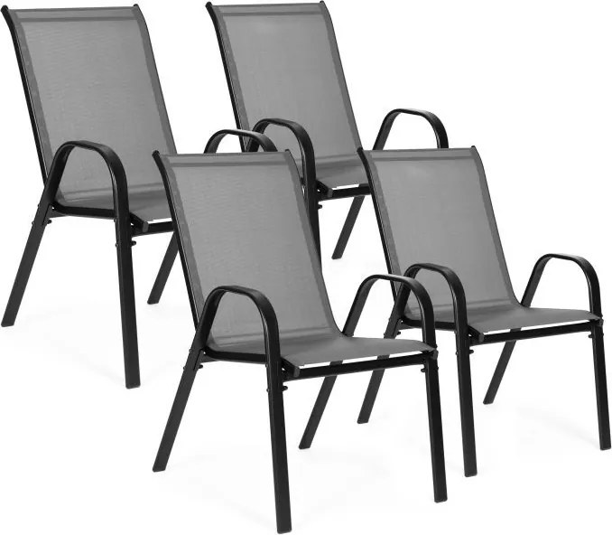 Градински столове за терасата - комплект от 4 броя Черен