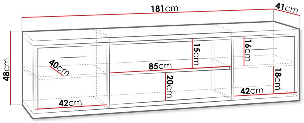 TV шкаф Mediolan-Fusiko Special-Дължина: 181 cm-Xwris podariko