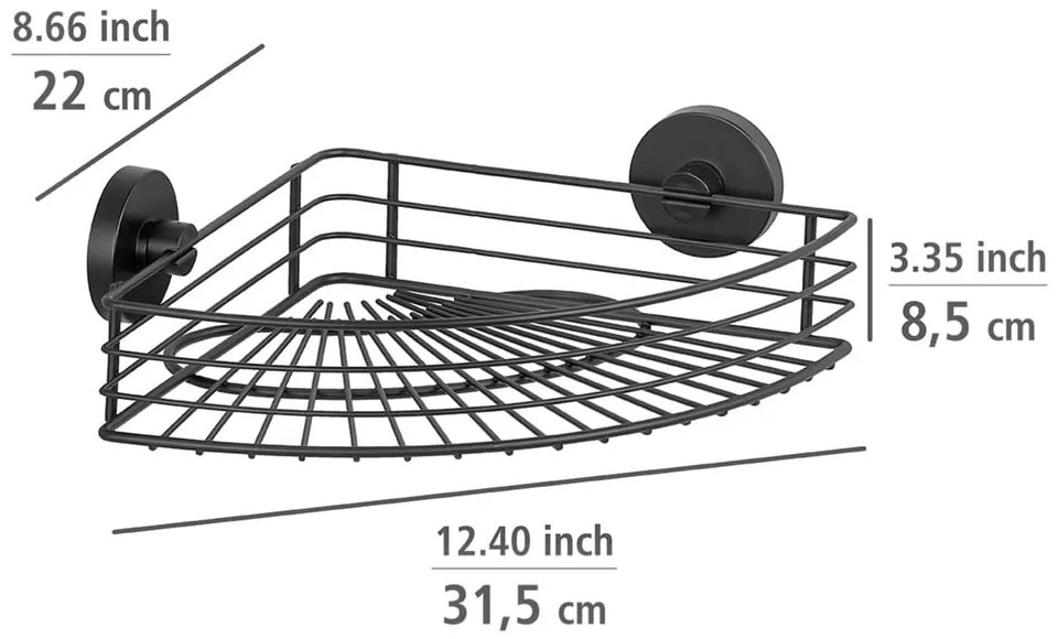Черен ъглов рафт за баня Vacuum-Loc® Bari - Wenko