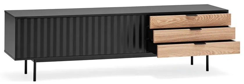 Черна/естествена маса за телевизор от декор от дъб 180x52 cm Sierra – Teulat