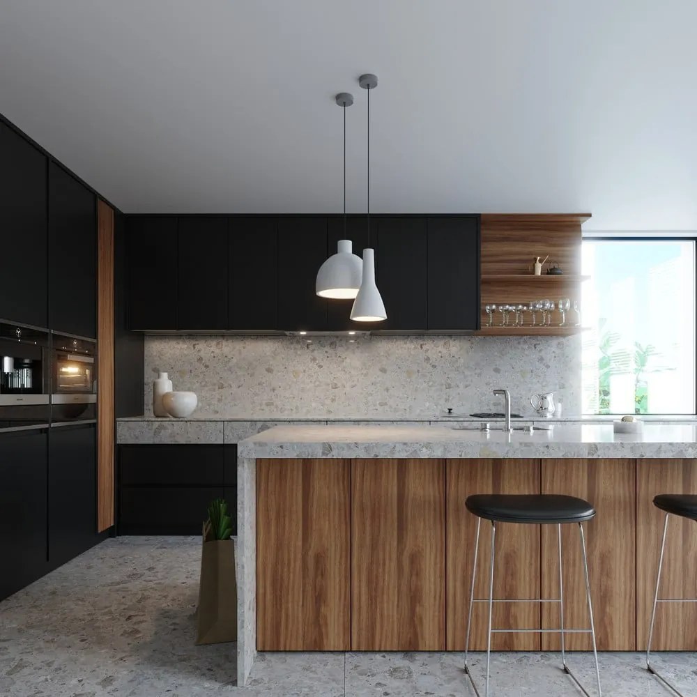 Светлосиво висящо осветително тяло с бетонов абажур ø 17 cm Mattia – Sollux