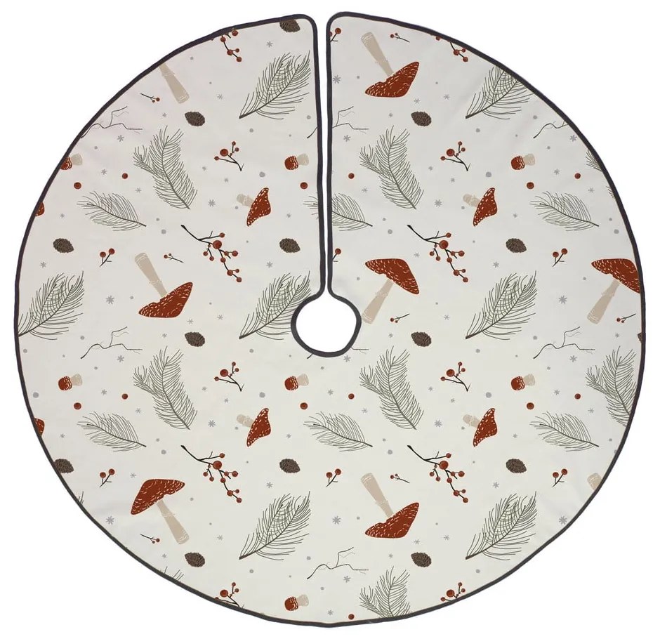 Бял памучен кръгъл килим за под елхата с коледен мотив подходящ за пране ø 133 cm Toadstool – Butter Kings