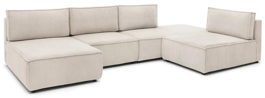 Кремав променлив велурен ъглов диван Nihad modular - Bobochic Paris