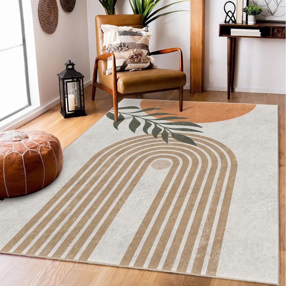 Кремав килим подходящ за пране 80x150 cm Dot Arch – Mila Home