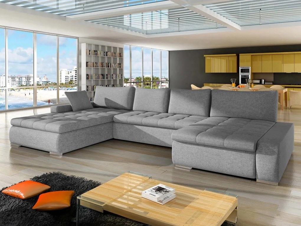 Ъглов диван Caro-Сива светлина