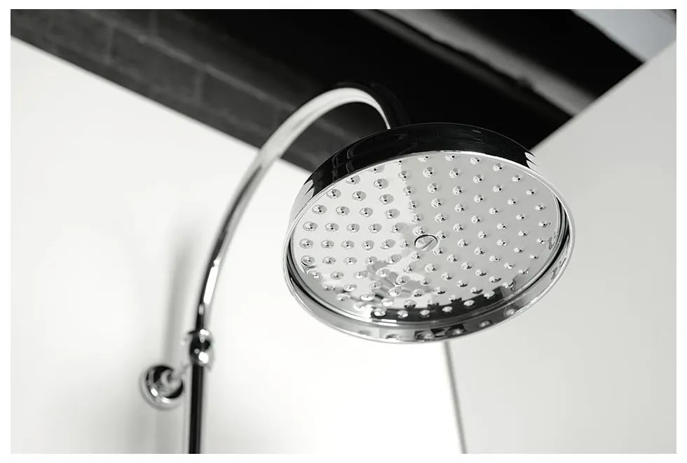 Месингов душ комплект в лъскаво сребристо с термостатен смесител с душ глава и ръчен душ 142 cm Antea – Sapho