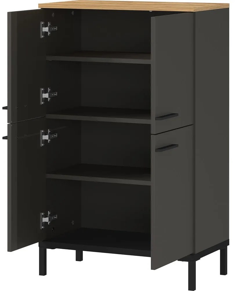 Тъмно сив висок шкаф за баня в дъб 60x97 cm Yonkers - Germania