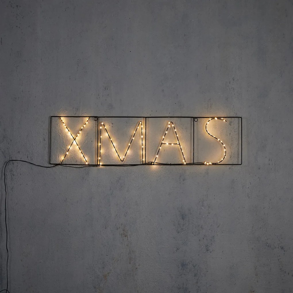 Коледна стенна лампа черна XMAS вкл. LED с таймер IP44 - Yoro