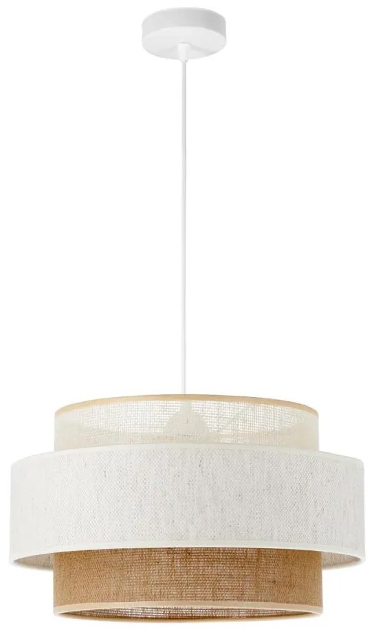 Полилей на кабел BOHO 1xE27/60W/230V, диаметър 40 см, бял/юта