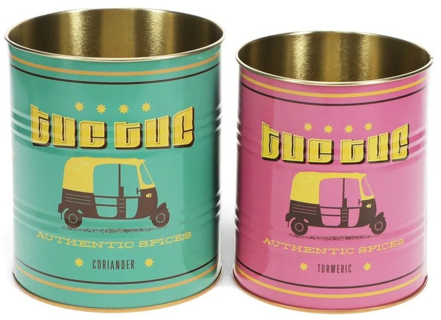 Декоративни кутии за съхранение в комплект от 2 бр. от калай ø 11x13 cm Tuc-tuc – Rex London