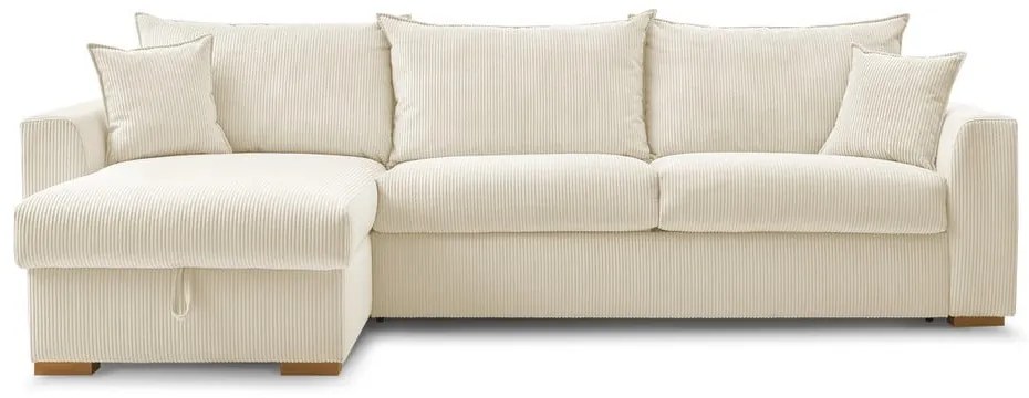 Кремав разтегателен ъглов диван от рипсено кадифе (променлив) Augustin – Bobochic Paris