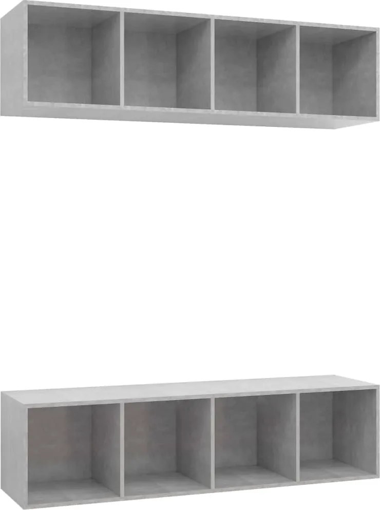 3079785 vidaXL ТВ шкафове за стенен монтаж 2 бр, бетонно сиви, инженерно дърво