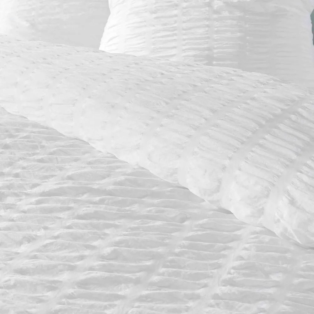 Бяло единично крепово спално бельо 140x200 cm Plissia – douceur d'intérieur