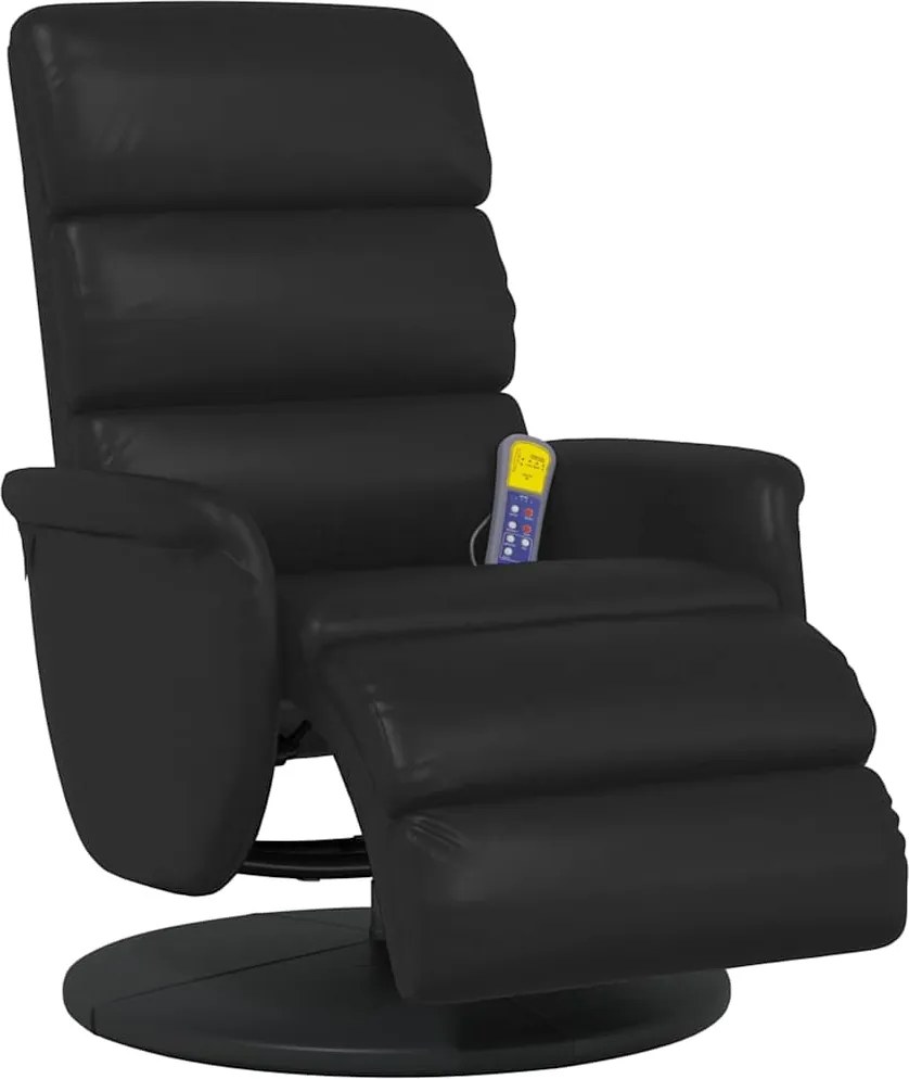 356724 vidaXL Масажен реклайнер стол с опора за крака, черен, изкуствена кожа