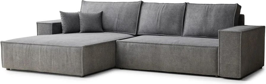 Сив шенилов сгъваем/с място за съхранение ъглов диван (ляв ъгъл) Maze – Maison de Rêve