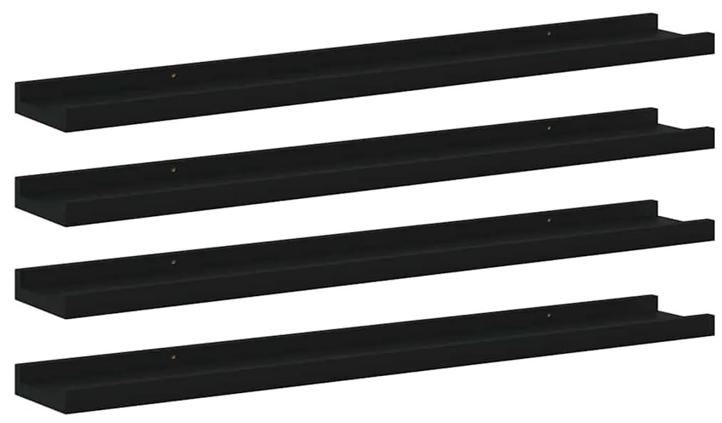 326669 vidaXL Стенни рафтове, 4 бр, черни, 80x9x3 см