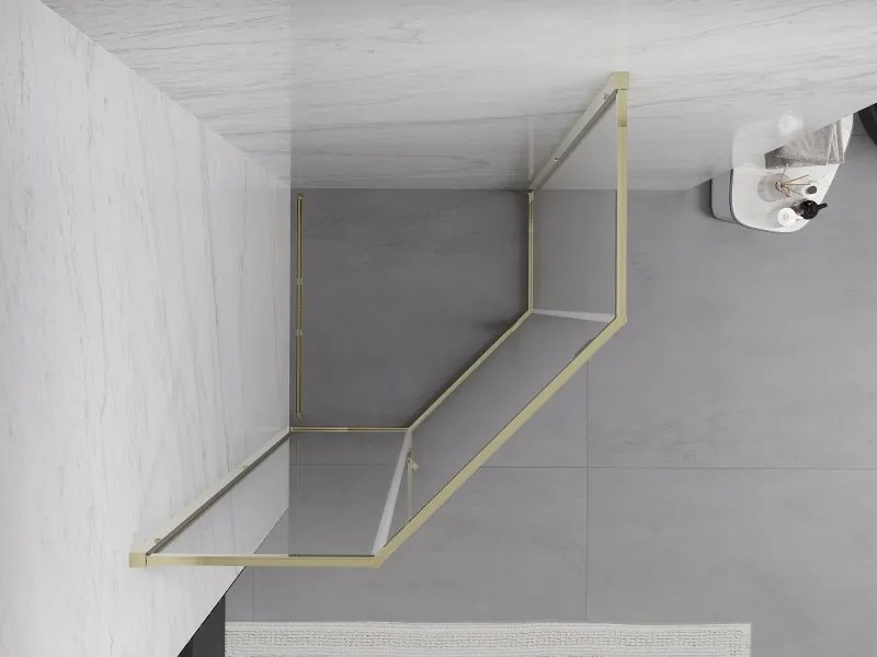 Mexen Exo-R петоъгълен душ параван 90 x 90 см, прозрачен, златист - 812-090-090-50-00