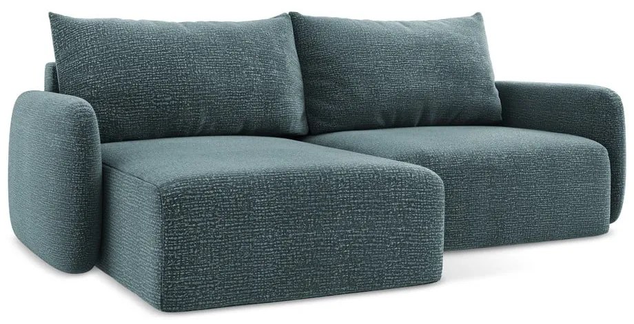 Тюркоазен разтегателен ъглов диван с място за съхранение (ляв ъгъл) Kalena – Makamii