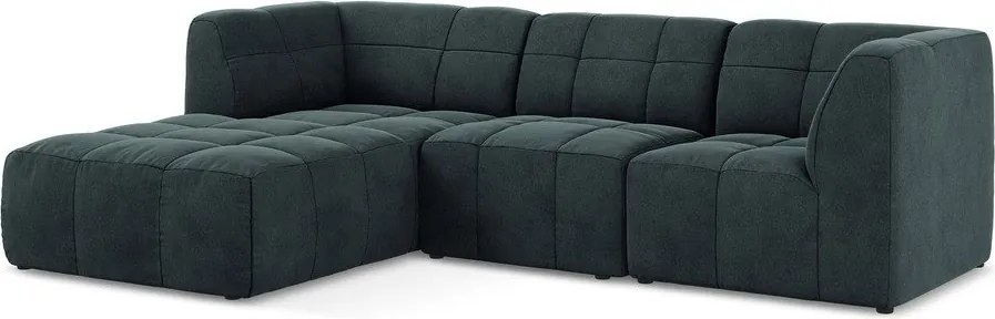 Син кадифен ъглов диван (ляв ъгъл) Aloha – Makamii