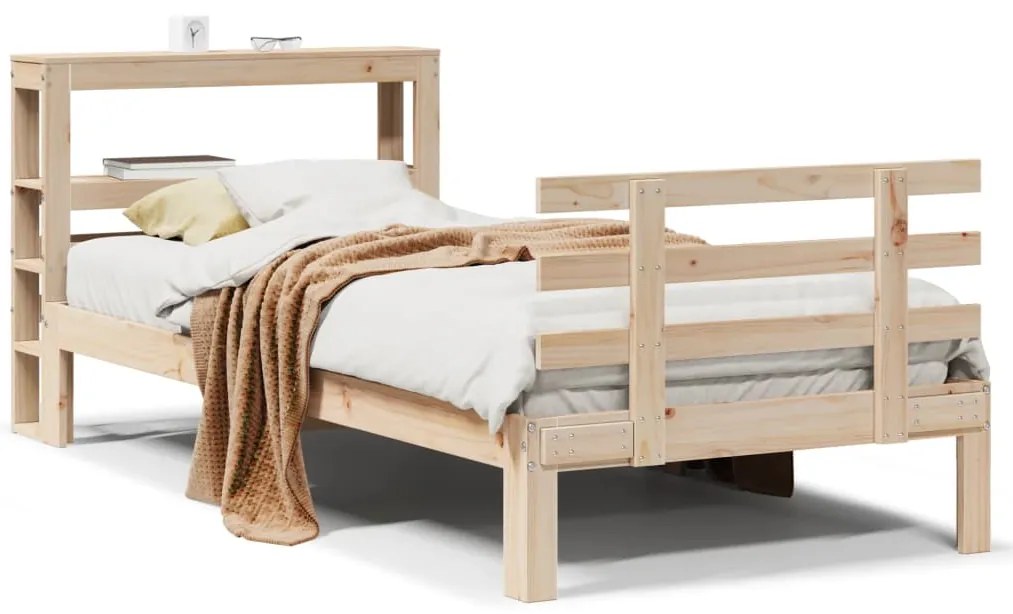 3306098 vidaXL Рамка за легло с табла, 90x190 см, борово дърво масив