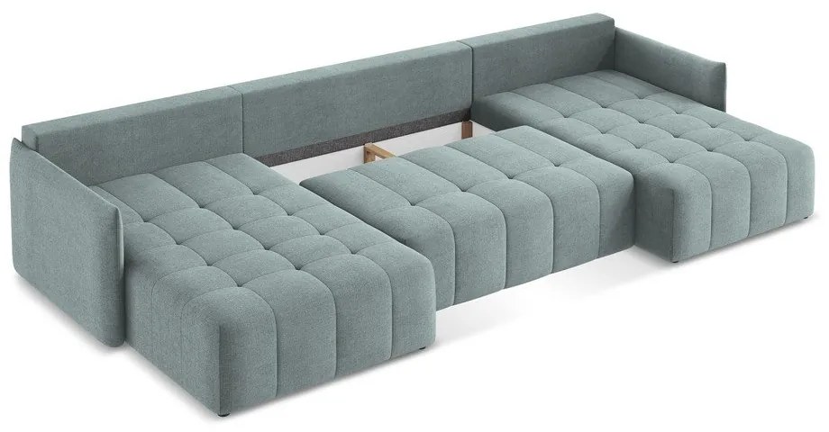 Син разтегателен ъглов диван с място за съхранение (U форма) Moku – Makamii