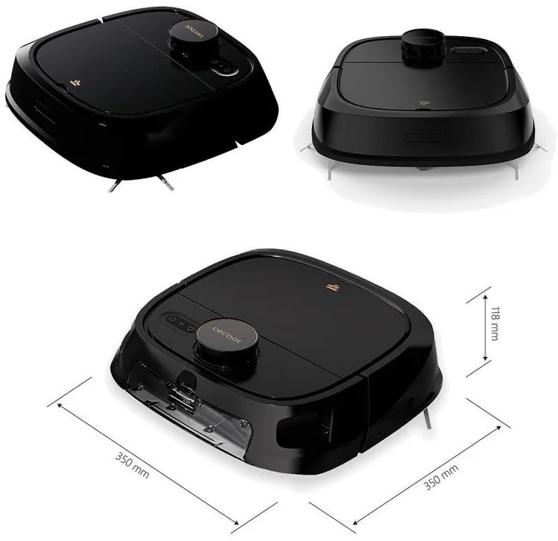 Прахосмукачка робот Tecbot M1, Li-ion 5200 mAh, 4000 Pa, 0.5 l, HEPA, Wi-Fi, Автономност до 160 мин, Подомиячка със самопочистващ моп, Черен