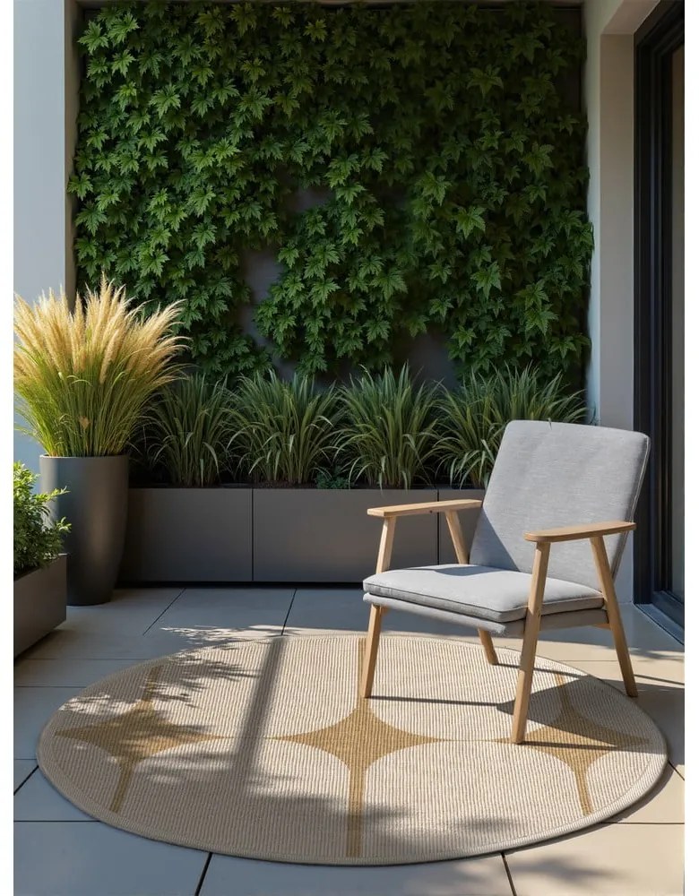 Кръгъл килим за открито и закрито в цвят слонова кост и бежово ø 160 cm Duet Bowen – NORTHRUGS