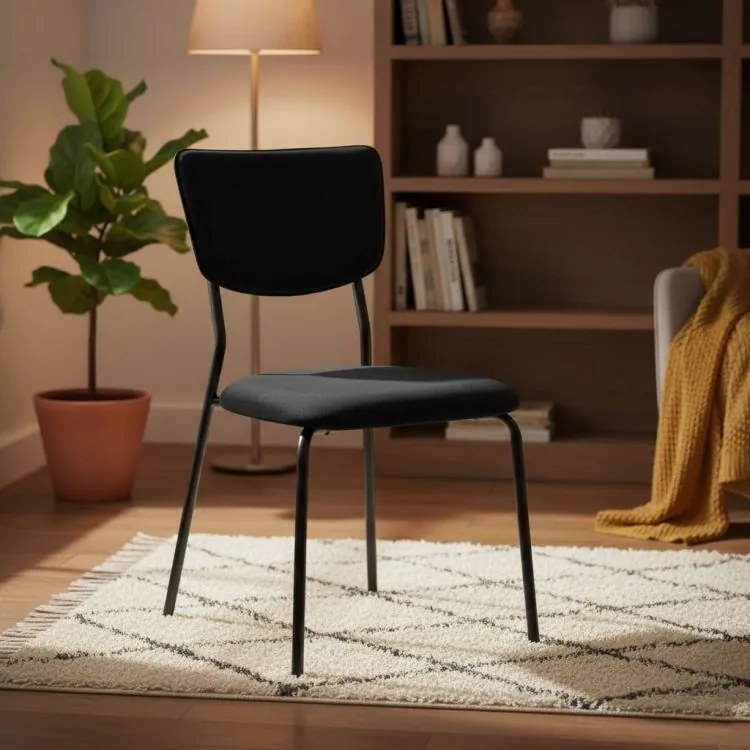 Комплект от 4 трапезни стола - тапицирани кадифени столове с метална конструкция