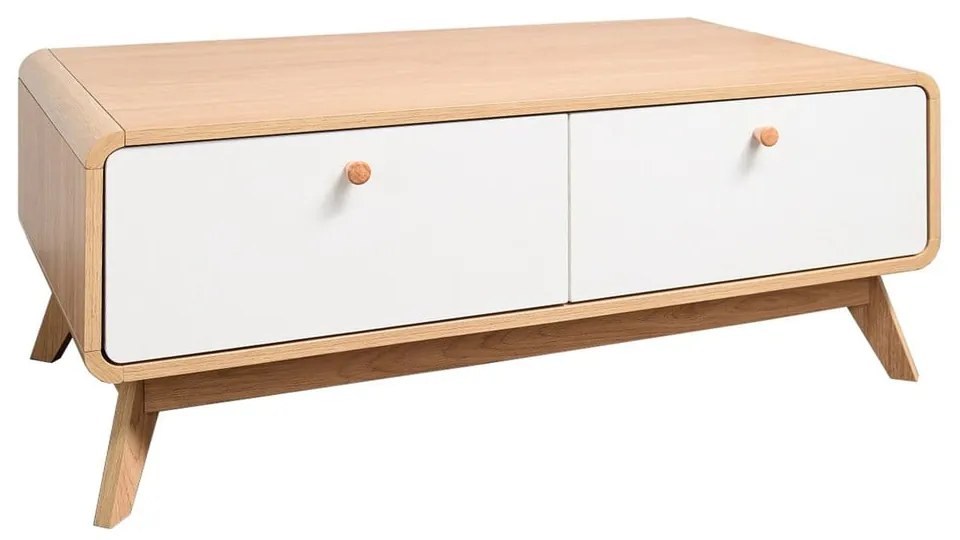Бяла/естествена маса за телевизор от декор от дъб 100x40 cm Caitlin – Støraa