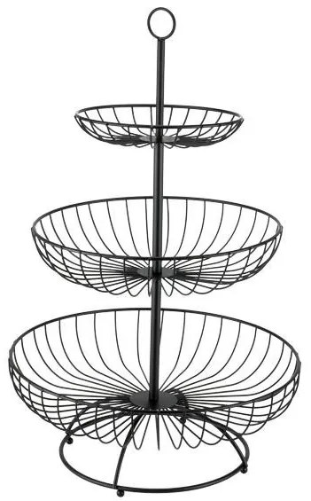 Horecano - Метална фруктиера / дисплей на три нива кръгла ф30/25/16,5xh48см ЧЕРНА CHARM-(HC-981669) (232024)