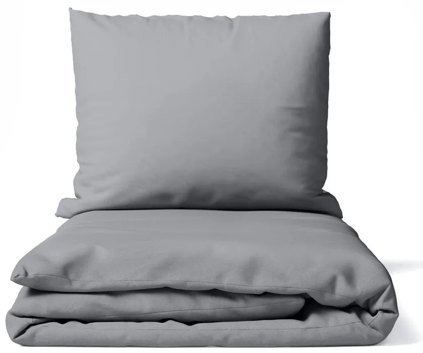 Сиво двойно спално бельо от микросатен 200x200 cm Basic – Bonami Essentials
