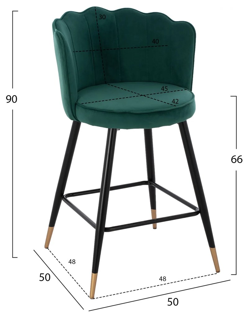 Бар стол Ави HM8736.03 средна височина-зелено кадифе