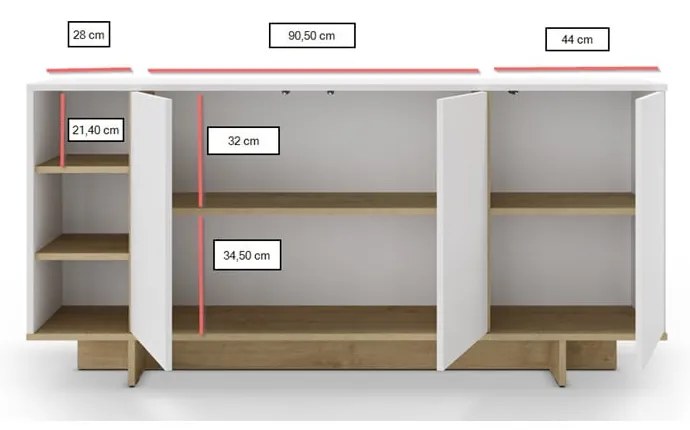 Нисък скрин с дъбов декор в естествен цвят 170x80 cm Cequoia - Marckeric