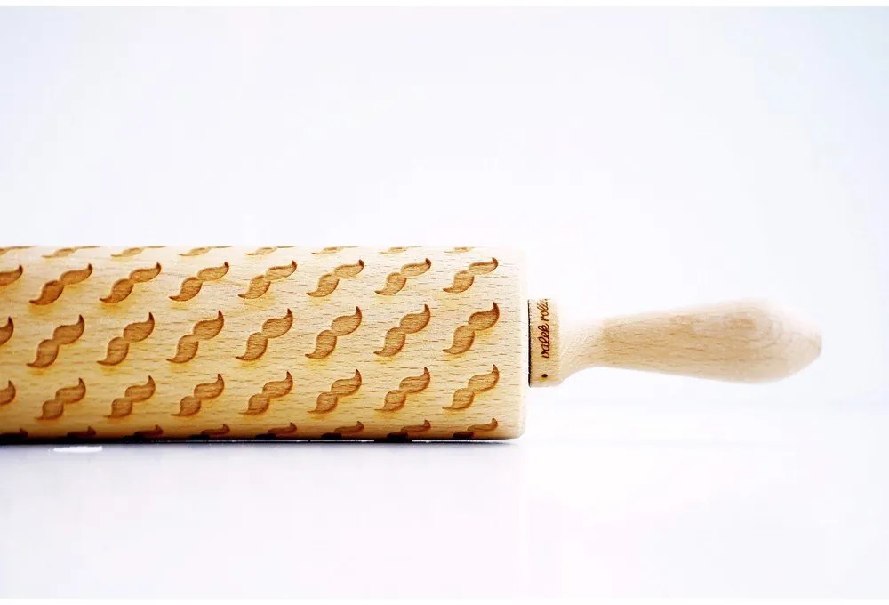 Дървен релефен валяк за тесто Mustache - Valek