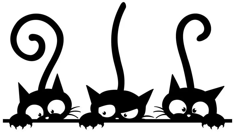 Стикер за стена Funny Cats Trio, 20 x 35 cm - Ambiance