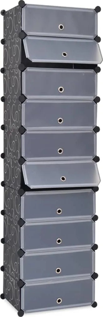 244920 vidaXL Сглобяем органайзер за обувки, 10 отделения, черен