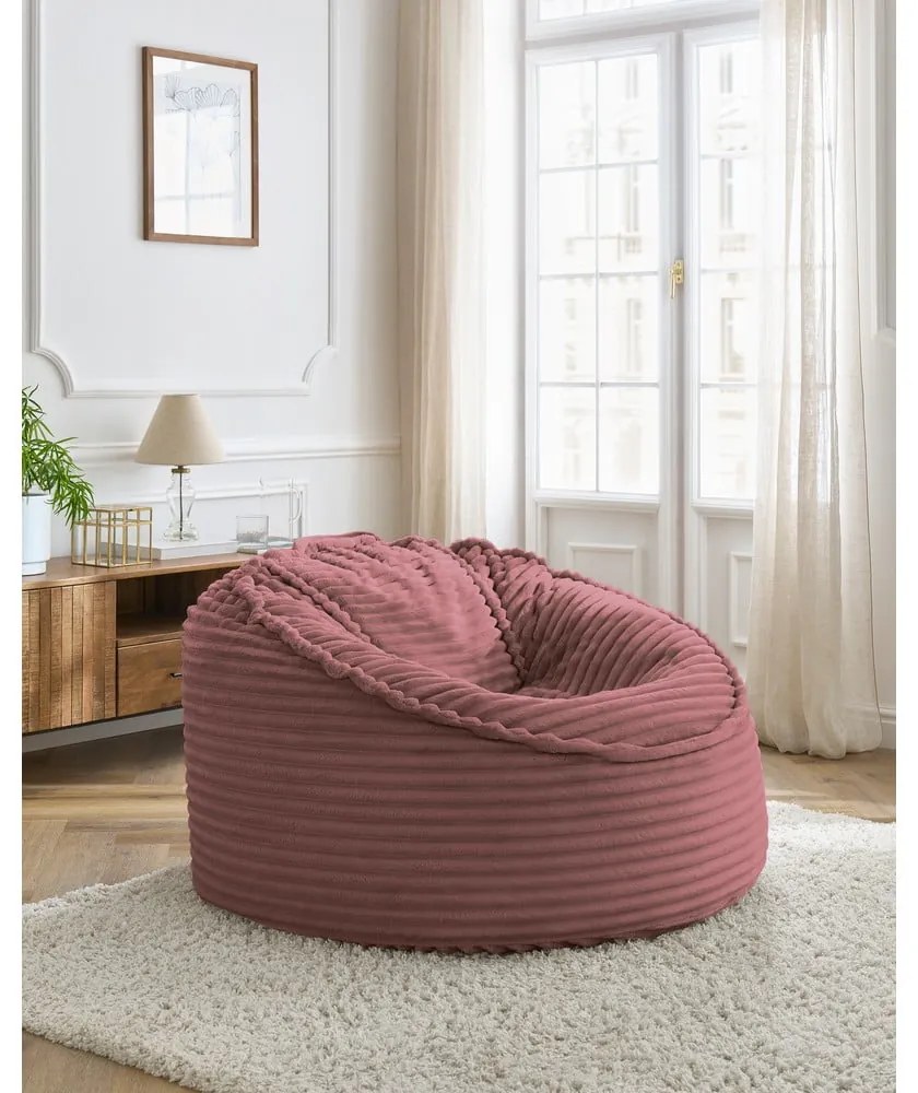 Розов пуф от рипсено кадифе Socrate – Bobochic Paris