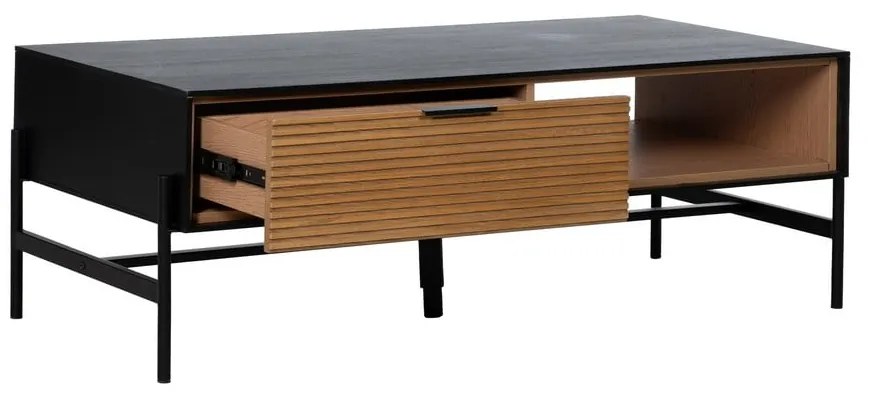 Масичка за кафе от ясен в черен и естествен цвят 60x124 cm Orleans - Ixia