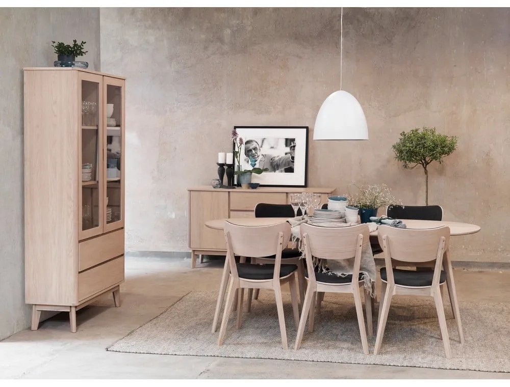 Светлокафяв дъбов трапезен стол с тъмносива седалка Cato - Rowico