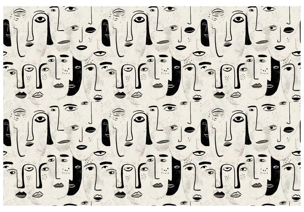 Тапет – Абстрактни черно-бели лица