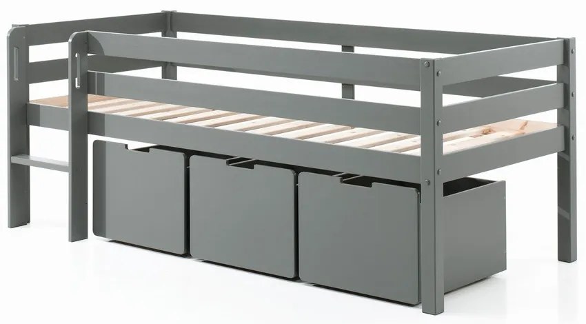Сиви чекмеджета за под детско легло 3 бр Pino - Vipack