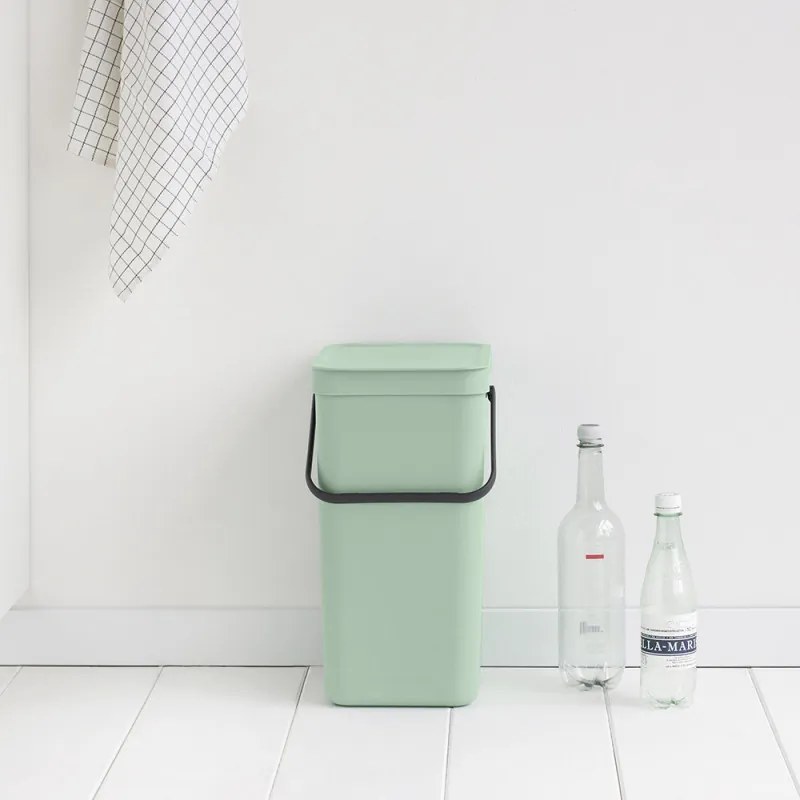 Кош за разделно събиране на боклук Brabantia Sort&Go 1005517, 16 л, Дръжка, Възможност за стенен монтаж, Светлозелен