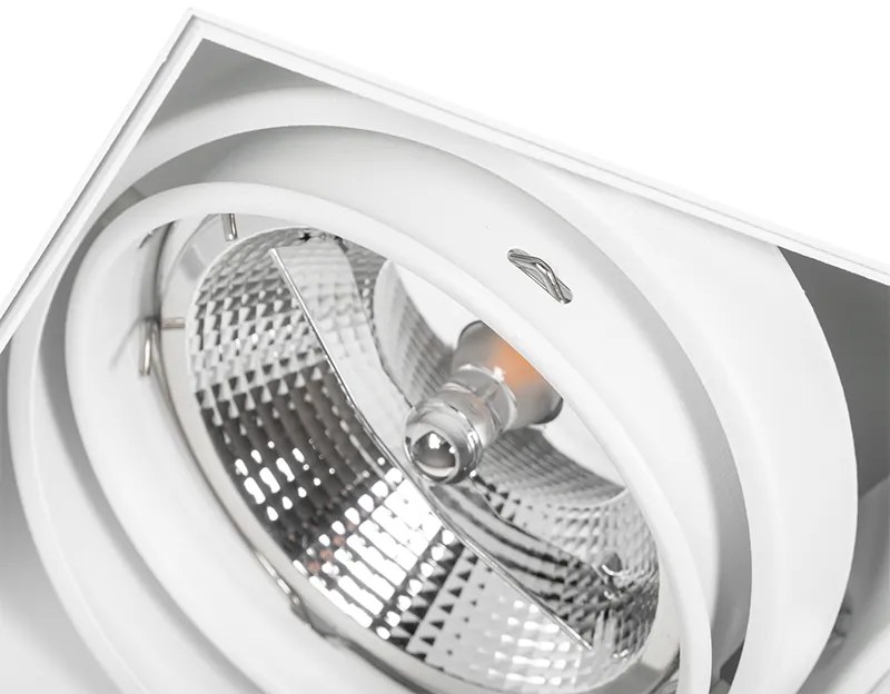 Комплект от 6 вградени спота бели GU10 AR111 без рамка 2-светлини - Oneon