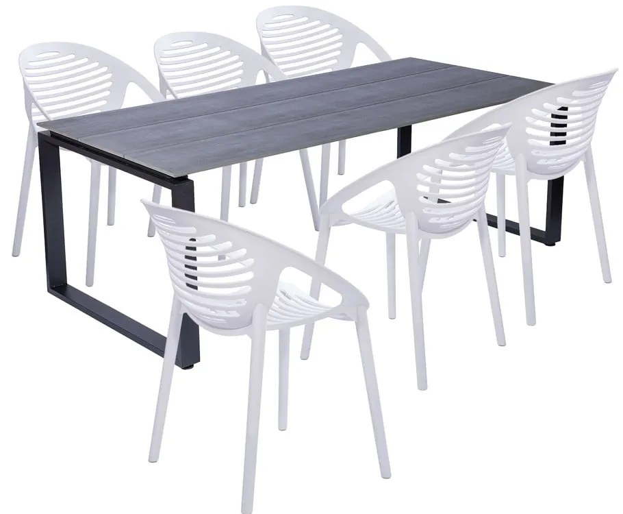 Градински комплект за хранене за 6 души с бял стол Joanna и маса Strong, 210 x 100 cm - Bonami Selection
