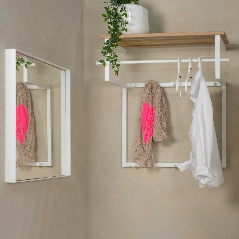 Бяла/в естествен цвят метална стенна закачалка с рафт 76 cm Rizzoli – Spinder Design