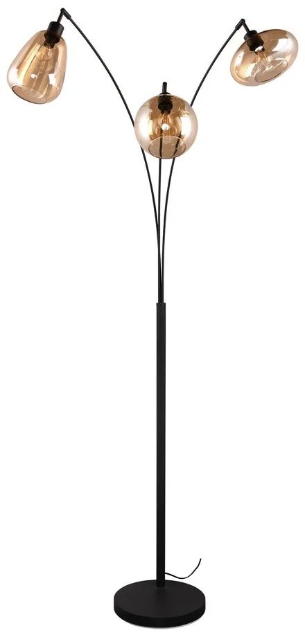 Черно-оранжева подова лампа със стъклен абажур (височина 200 cm) Lumina - Trio