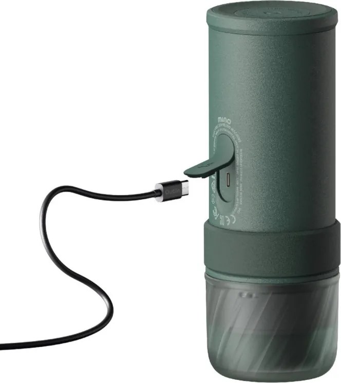 Преносима еспресо машина Outin Mino CG, 22 bar, 9000 mAh, 70 мл, Екстракция при 93.3°C, Мляно + капсули Nespresso, USB-C, Планинско зелен