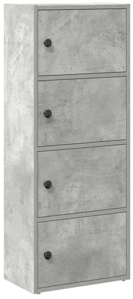 860376 vidaXL Библиотека, бетонно сива, 40x24x102 см, инженерно дърво